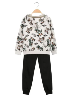 Sweet Junior Completo tuta da bambino dinosauri 3 pezzi con cappuccio e zip - beige