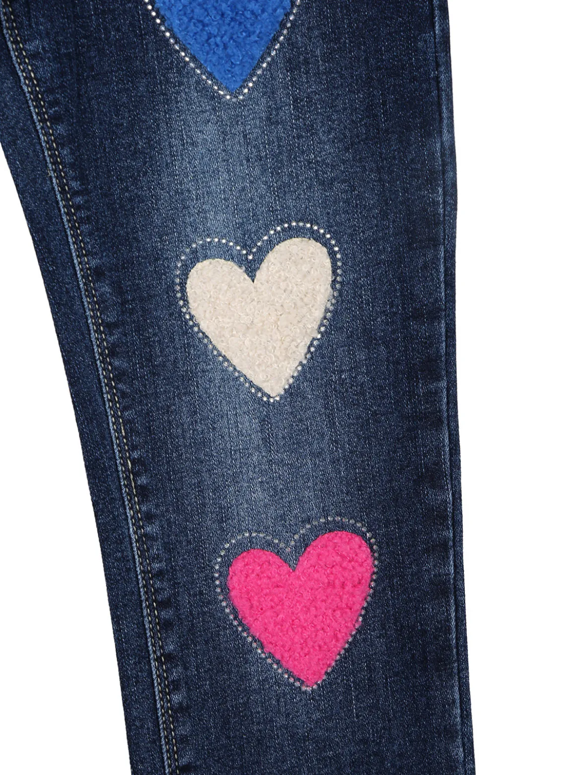 Sweet Junior Jeans skinny da bambina con cuori di peluche e strass - jeans