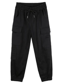 Sweet Junior Pantaloni cargo da ragazza con polsini e coulisse - nero
