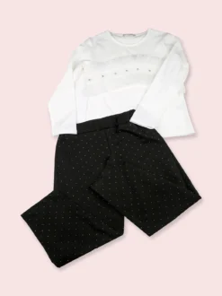 Sweet Junior Pantaloni da bambina a palloncino con micro borchie - nero