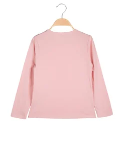 Sweet Junior T-shirt da bambina a maniche lunghe con tulle e strass - rosa