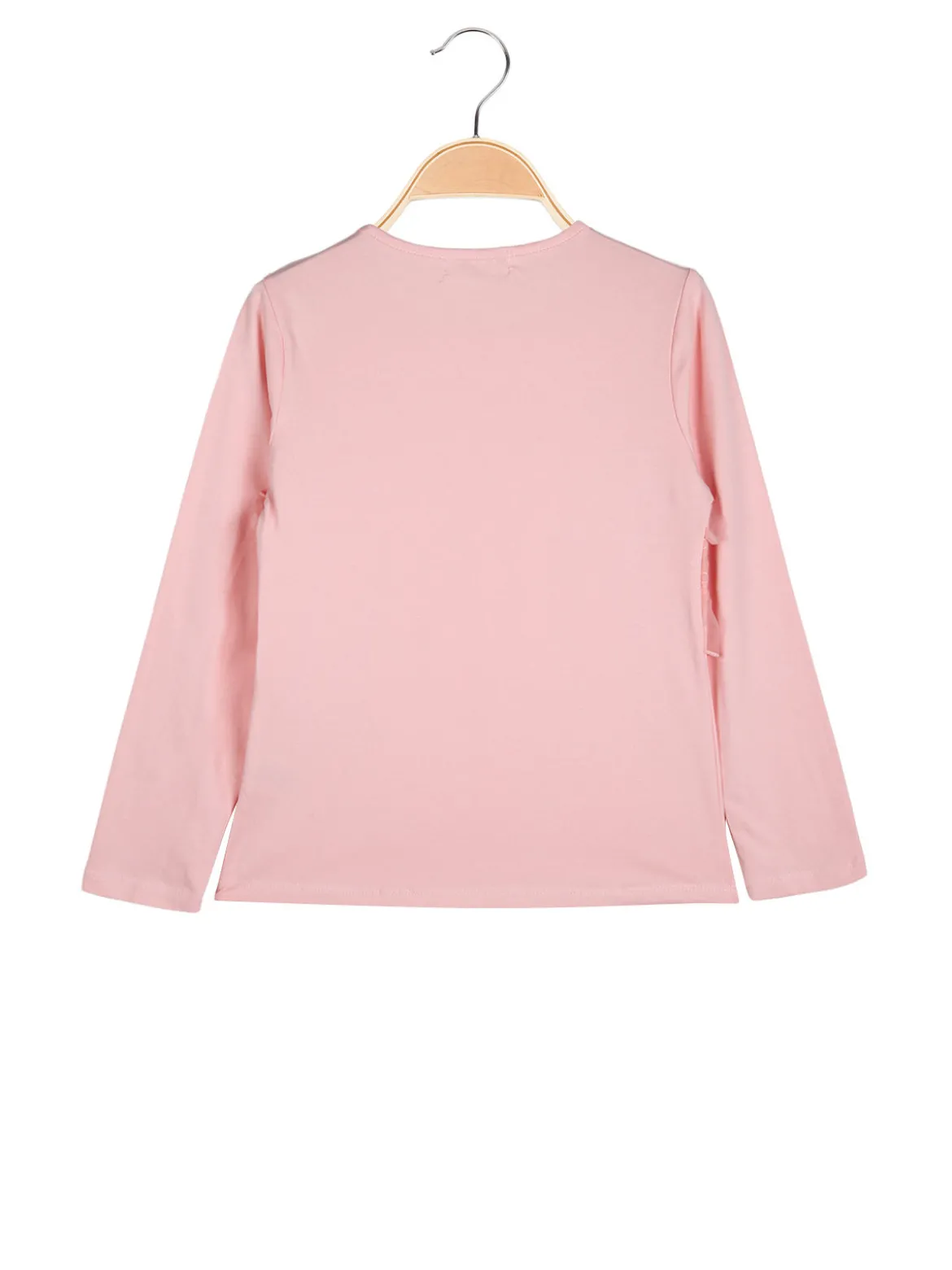 Sweet Junior T-shirt da bambina a maniche lunghe con tulle e strass - rosa