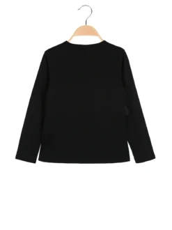 Sweet Junior T-shirt da bambina a maniche lunghe con tulle e strass - nero