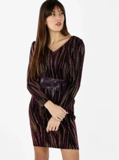 Sweet Miss Abito donna a scollo a V con lurex