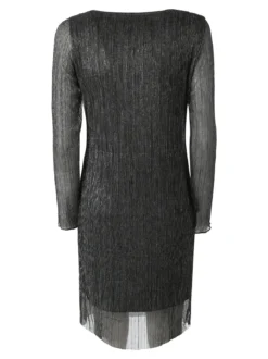 Sweet Miss Abito donna in lurex con maniche lunghe velate - argento