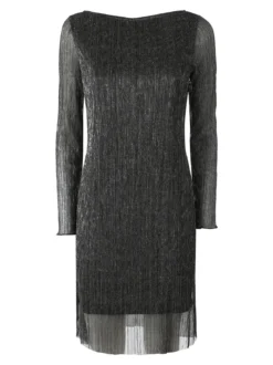 Sweet Miss Abito donna in lurex con maniche lunghe velate - argento