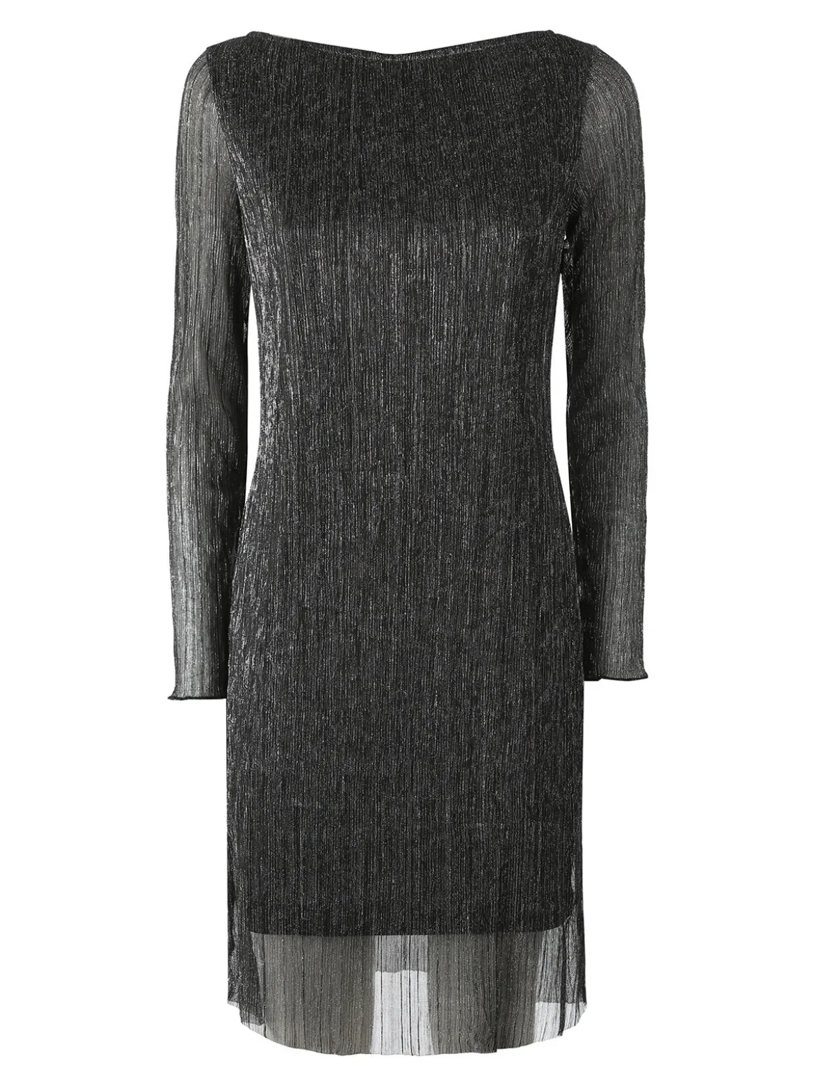 Sweet Miss Abito donna in lurex con maniche lunghe velate - argento