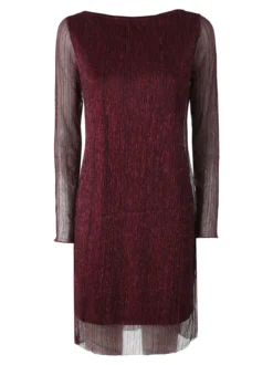 Sweet Miss Abito donna in lurex con maniche lunghe velate - bordeaux