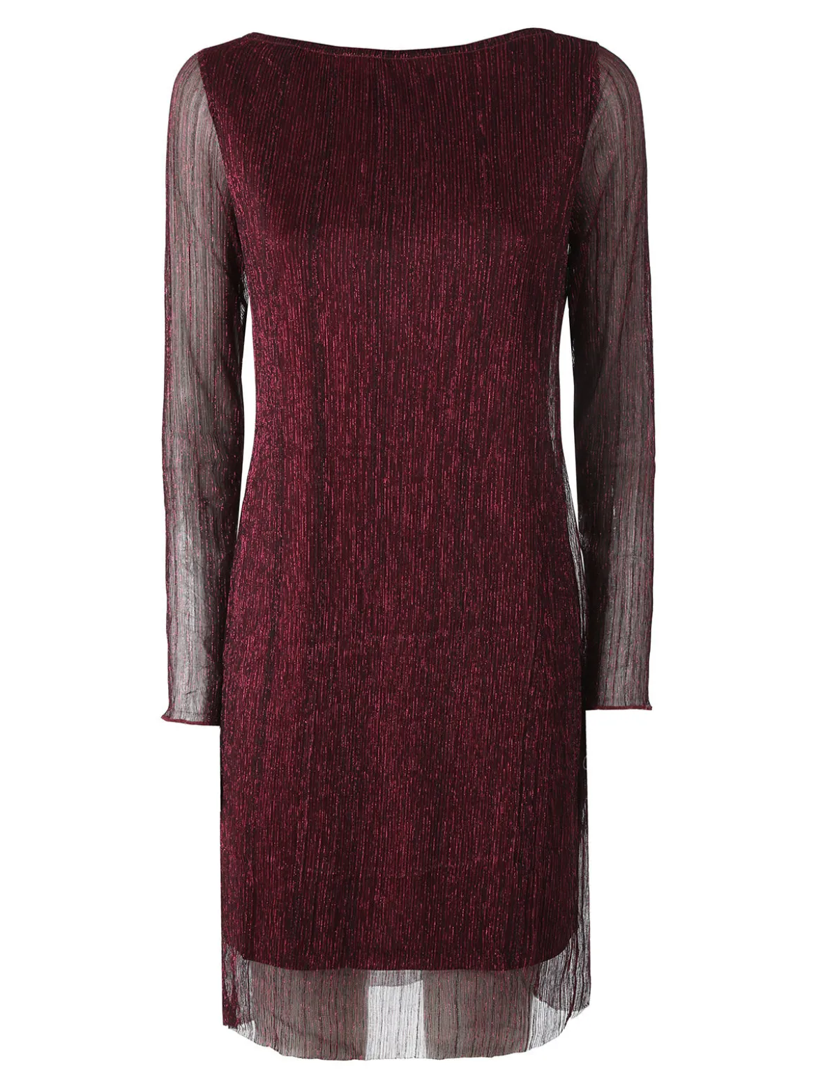 Sweet Miss Abito donna in lurex con maniche lunghe velate - bordeaux