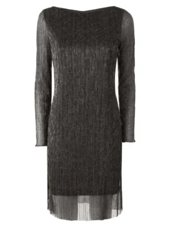 Sweet Miss Abito donna in lurex con maniche lunghe velate - marrone