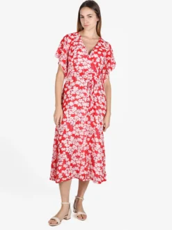 Sweet Miss Abito lungo da donna con scollo V e maniche corte