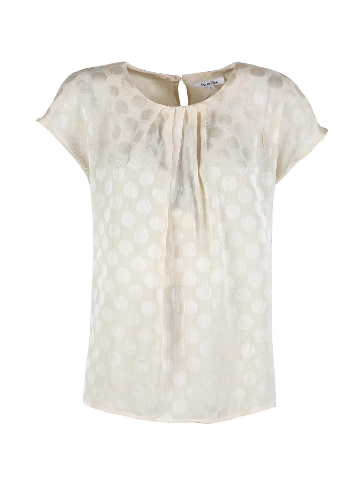 Sweet Miss Blusa donna girocollo a maniche corte - beige