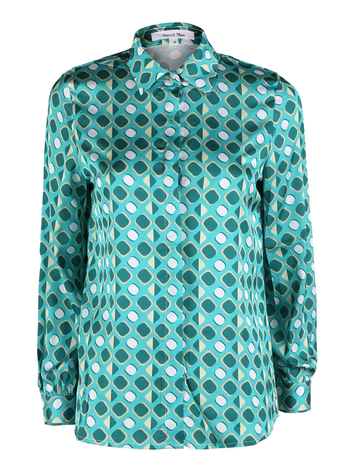 Sweet Miss Camicia da donna effetto seta a maniche lunghe