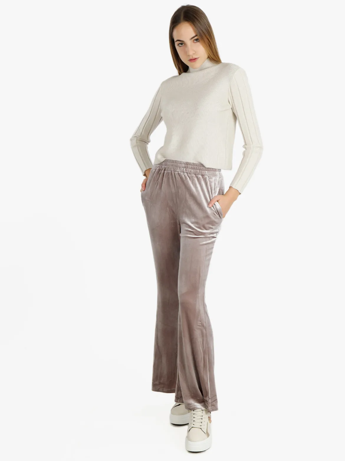 Sweet Miss Pantaloni a zampa da donna in velluto
