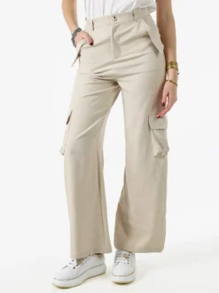 Sweet Miss Pantaloni donna a palazzo con tasconi laterali - beige