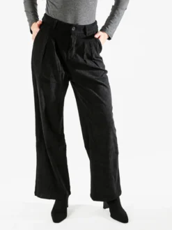 Sweet Miss Pantaloni donna in velluto a gamba larga - nero