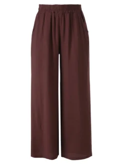 Sweet Miss Pantaloni donna in viscosa a gamba larga - moro