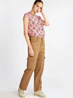 Sweet Miss Pantaloni in lino da donna con tasconi
