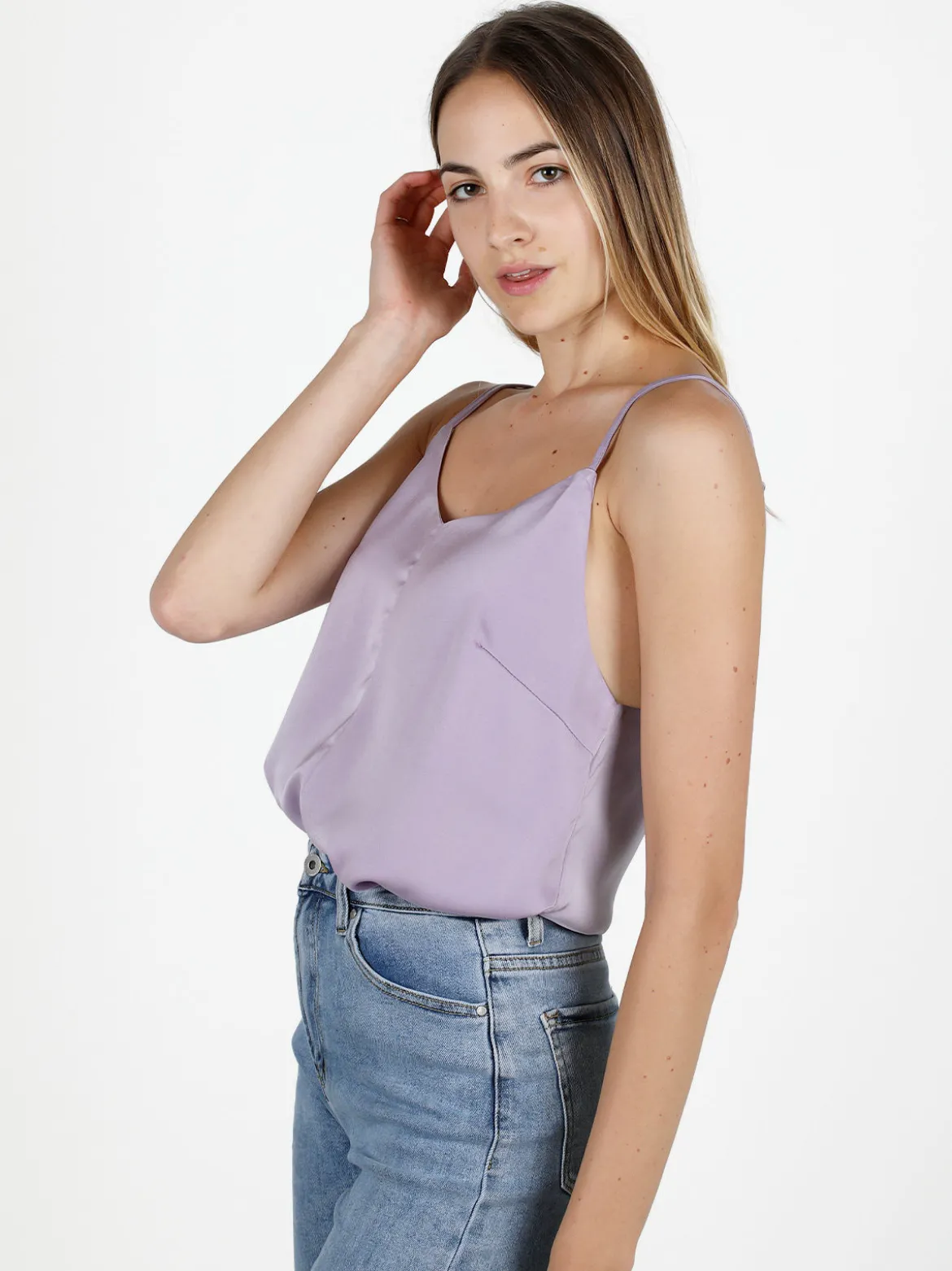 Sweet Miss Top donna con spalline sottili effetto raso