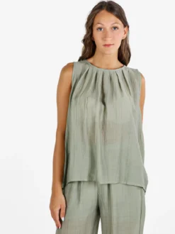 Sweet Miss Top donna tinta unita - pistacchio
