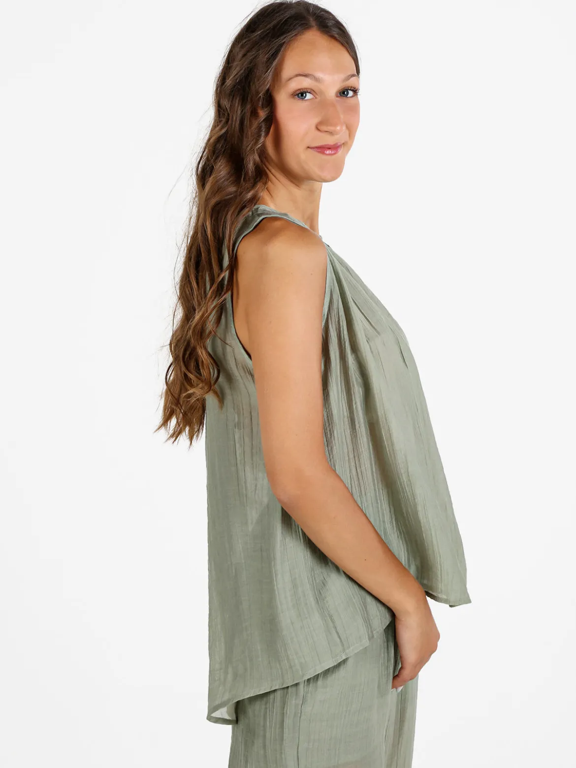 Sweet Miss Top donna tinta unita - pistacchio