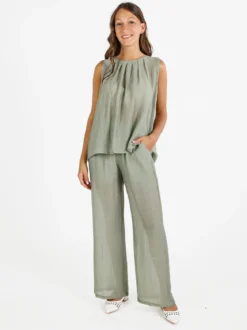 Sweet Miss Top donna tinta unita - pistacchio