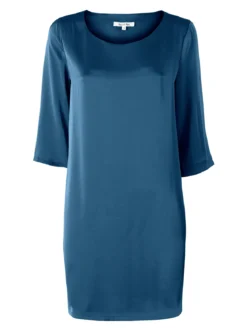 Sweet Miss Vestito donna con maniche a 3/4 in tessuto effetto raso - ottanio