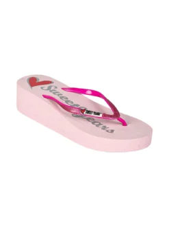 Sweet Years Infradito da donna glitter con zeppa e plateau - rosa