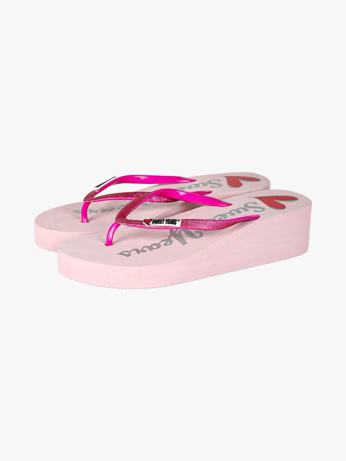 Sweet Years Infradito da donna glitter con zeppa e plateau - rosa