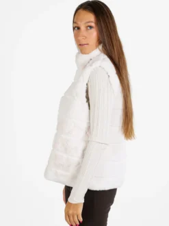 Swish Jeans Gilet donna in ecopelliccia - panna