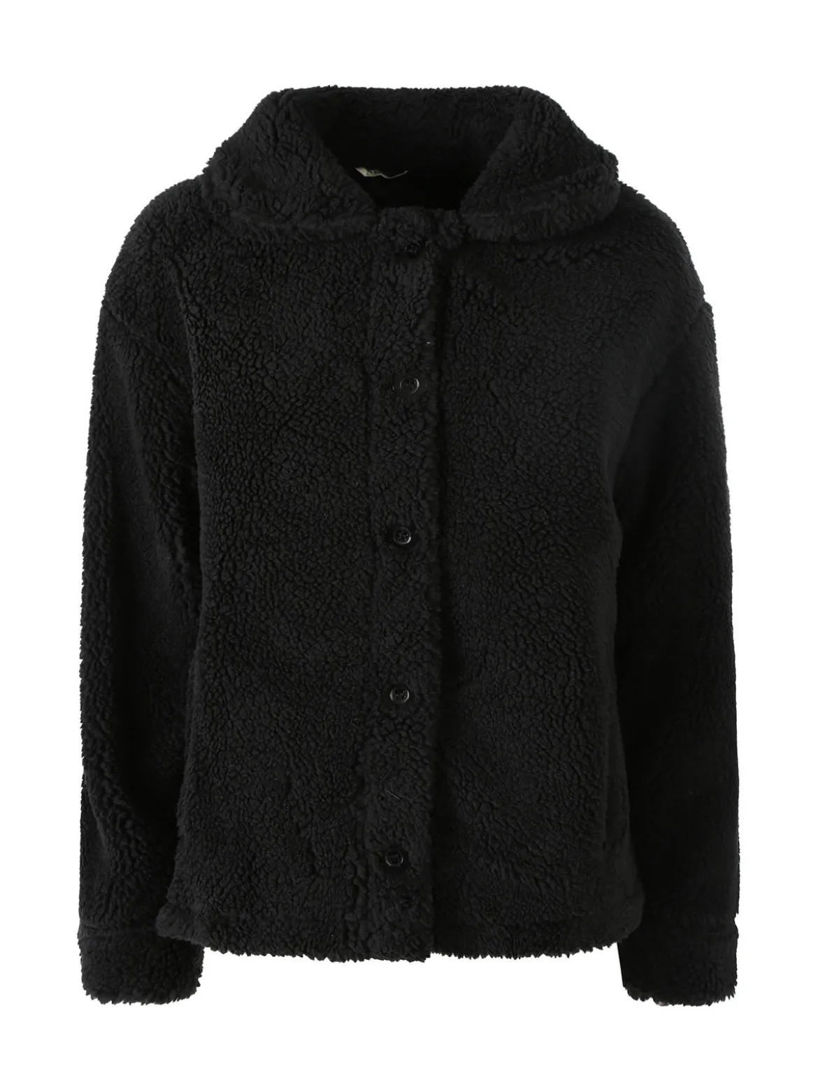 The People Rep Cappotto corto teddy da donna con bottoni - nero