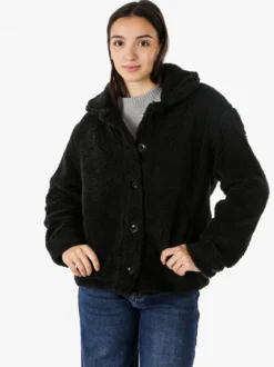 The People Rep Cappotto corto teddy da donna con bottoni - nero