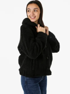 The People Rep Cappotto corto teddy da donna con bottoni - nero