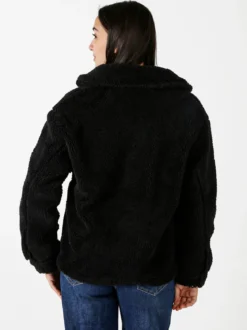 The People Rep Cappotto corto teddy da donna con bottoni - nero