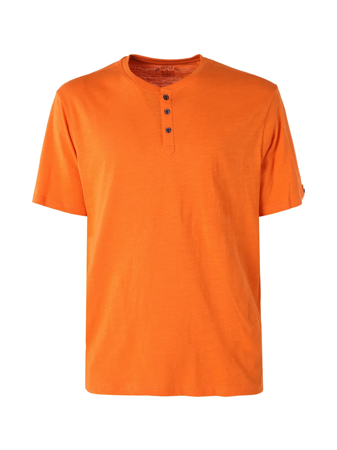 The People Rep T-shirt da uomo in cotone con bottoncini sullo scollo - arancione