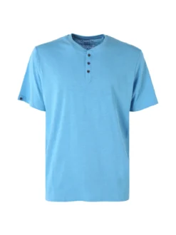 The People Rep T-shirt da uomo in cotone con bottoncini sullo scollo - turchese
