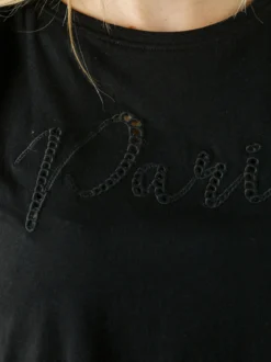 The People Rep T-shirt donna in cotone con ricamo - nero