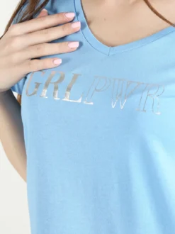 The People Rep T-shirt donna in cotone con scollo a V e stampa scritta