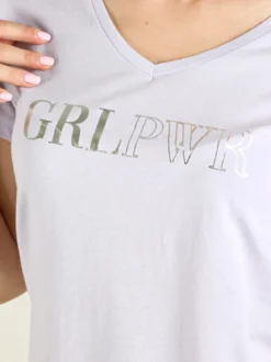 The People Rep T-shirt donna in cotone con scollo a V e stampa scritta