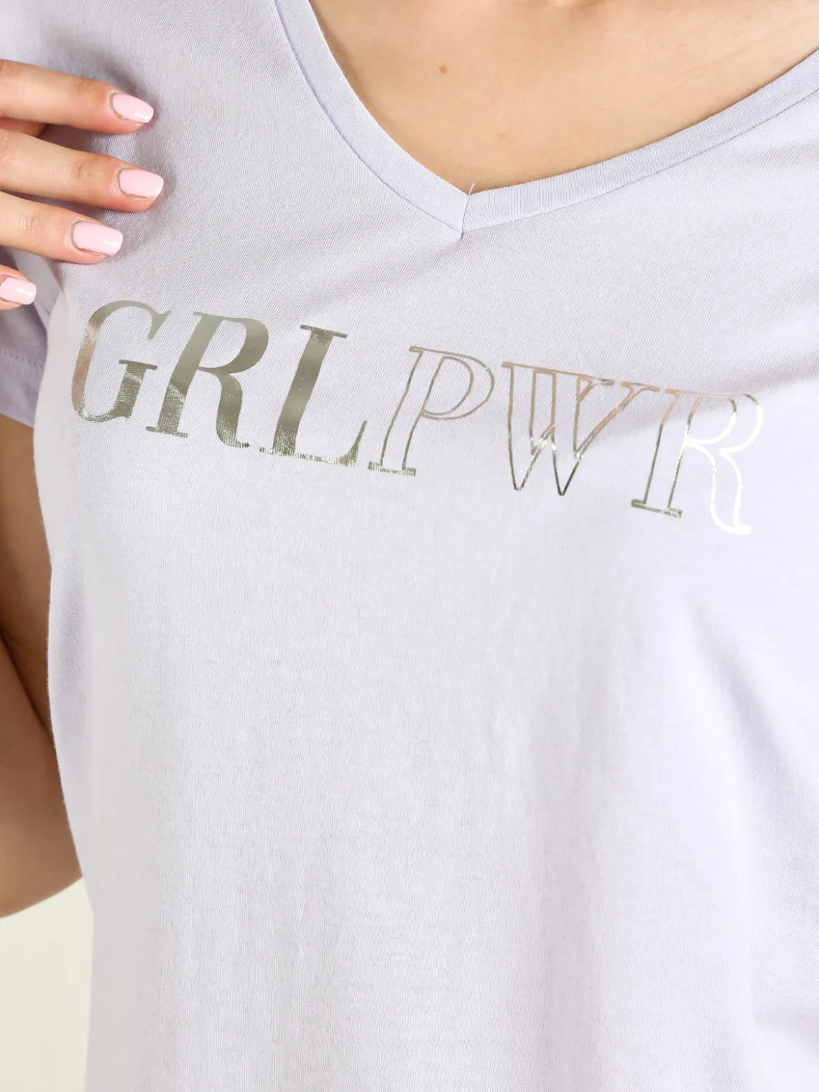 The People Rep T-shirt donna in cotone con scollo a V e stampa scritta