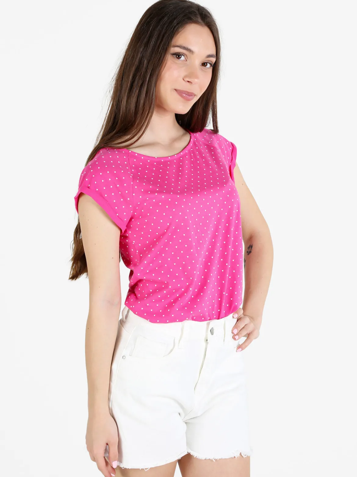 The People Rep T-shirt donna in cotone con stampa cuori