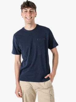 The People Rep T-shirt in cotone da uomo con taschino frontale - blu scuro