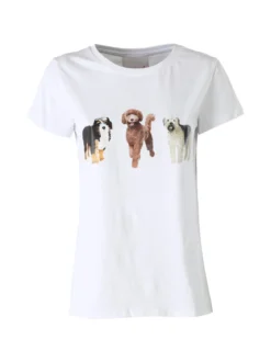 Timiami Collection T-shirt donna in cotone con stampa cani - bianco