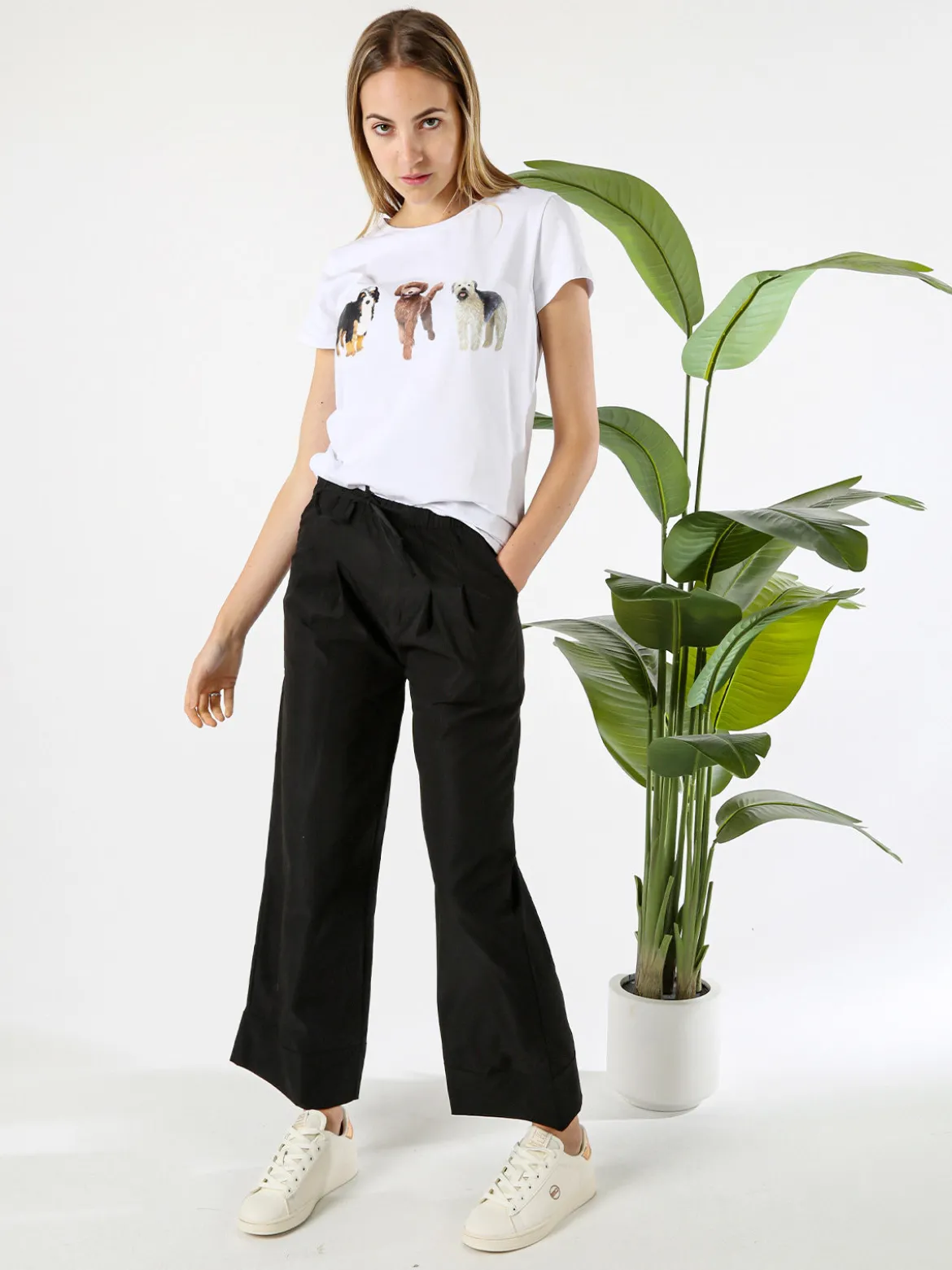 Timiami Collection T-shirt donna in cotone con stampa cani - bianco