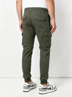 Tmk Pantaloni cargo da uomo in cotone con polsini - militare