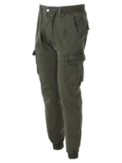 Tmk Pantaloni cargo da uomo in cotone con polsini - militare
