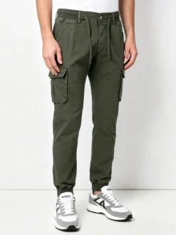 Tmk Pantaloni cargo da uomo in cotone con polsini - militare