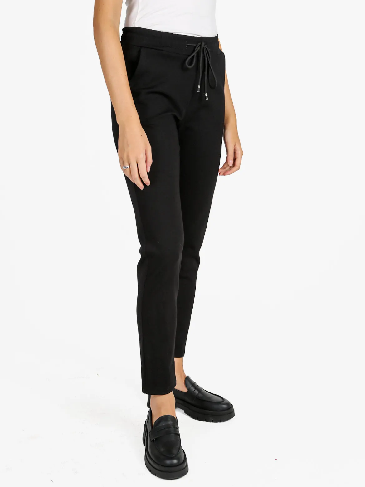 Top Trendy Pantaloni donna jogger con coulisse - nero