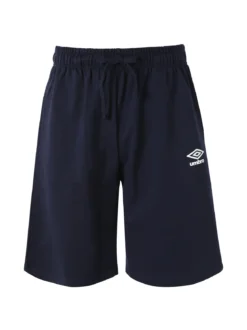 Umbro Bermuda sportivi da uomo in felpa di cotone con coulisse e logo - blu scuro