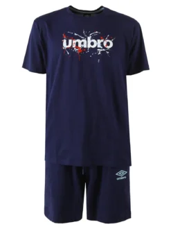 Umbro Completo corto sportivo da uomo in cotone con t-shirt e bermuda - blu scuro